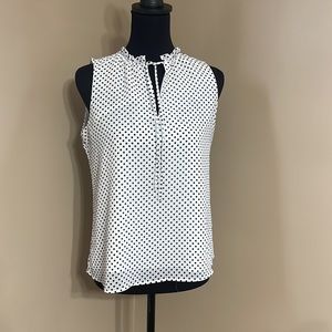 J. Crew White With Black Polka Dots Blouse